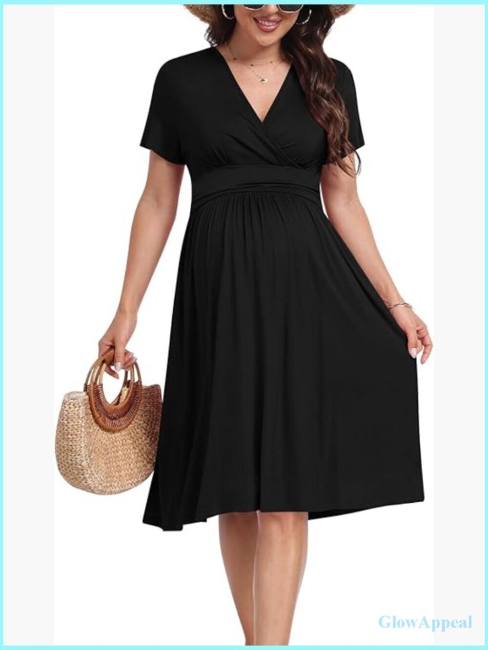Maternity Nursing Dress Wrap V-Neck Short Sleeve Summer Casual Party